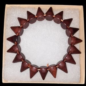 EUC stone spike beaded stretch bracelet reddish brown